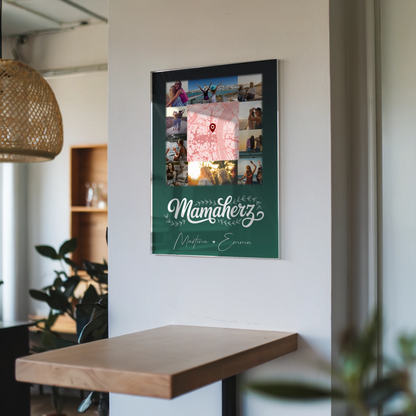 Mama Plakat mit 10 Fotos und Karte in der Mitte personalisiertes Geschenk