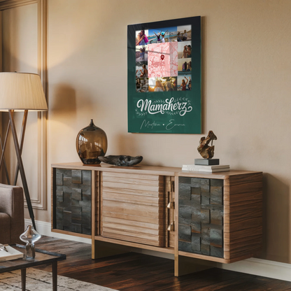 Mama Plakat mit 10 Fotos und Karte in der Mitte personalisiertes Geschenk