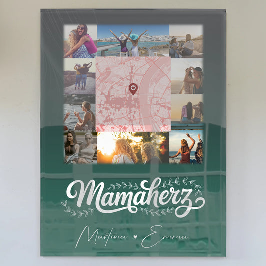 Mama Plakat mit 10 Fotos und Karte in der Mitte personalisiertes Geschenk