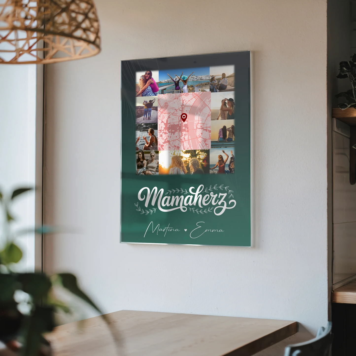 Mama Plakat mit 10 Fotos und Karte in der Mitte personalisiertes Geschenk