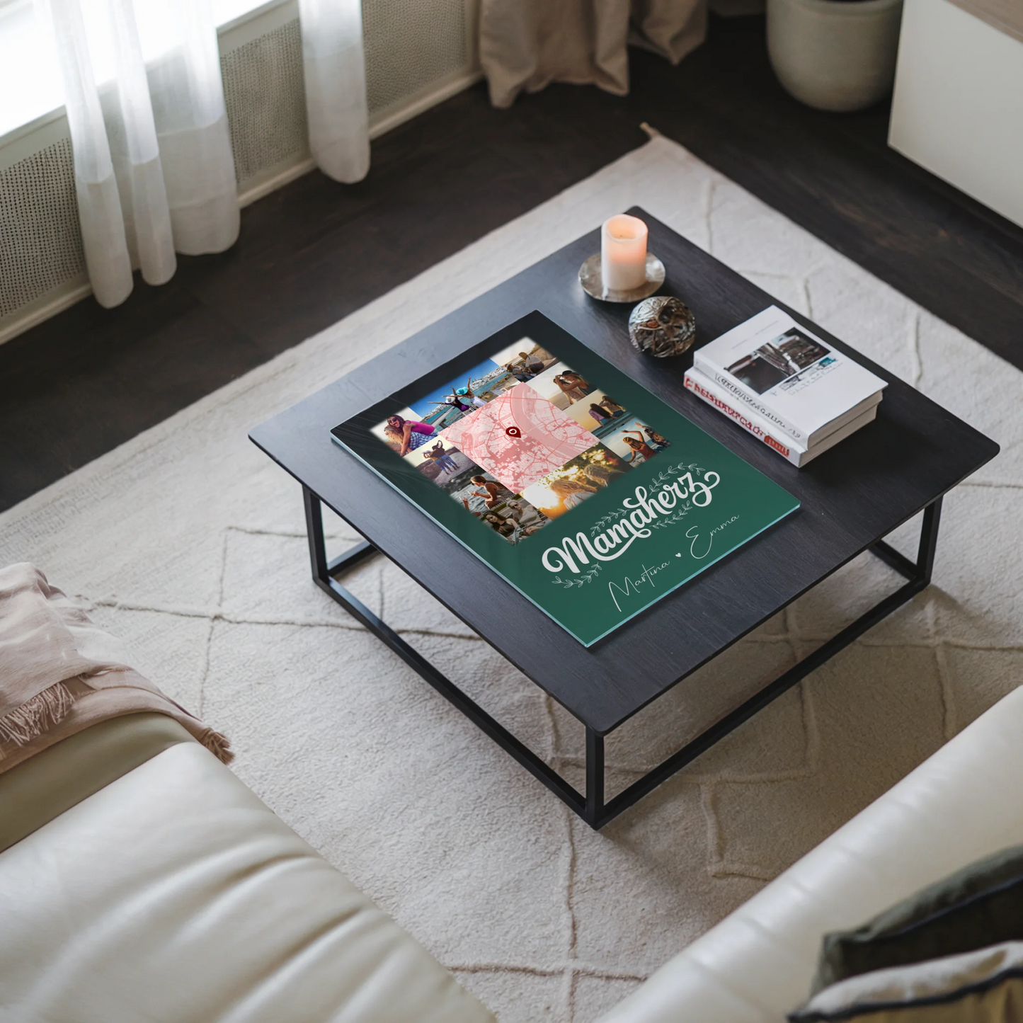 Mama Plakat mit 10 Fotos und Karte in der Mitte personalisiertes Geschenk