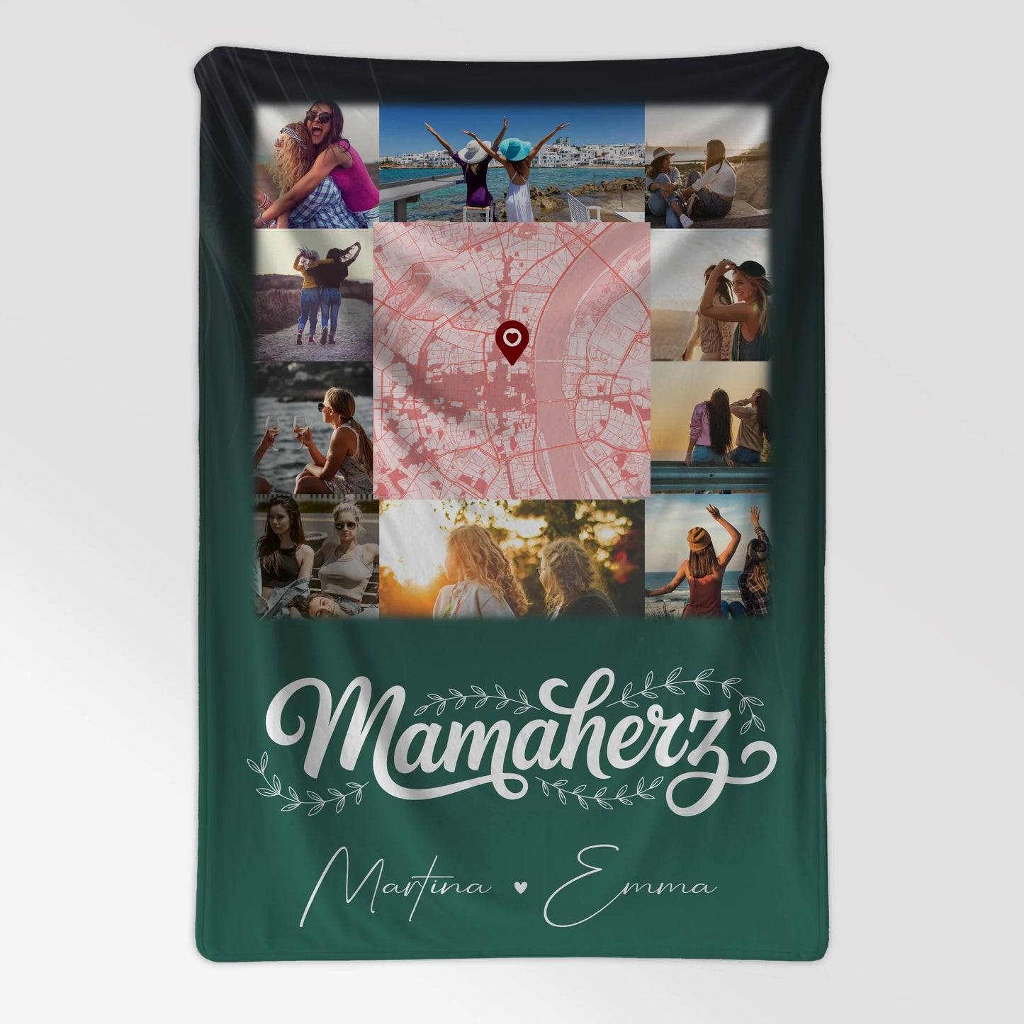 Personalisierte Decke Mama mit 10 Fotos und Karte in der Mitte Vergiss nie wie toll du bist 7