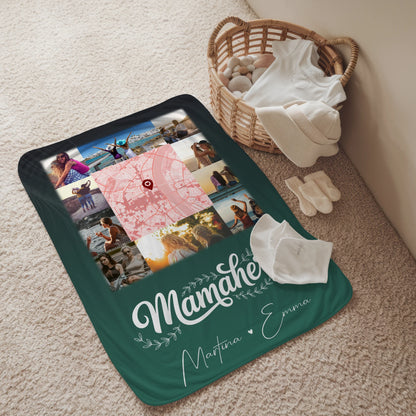 Personalisierte Decke Mama mit 10 Fotos und Karte in der Mitte Vergiss nie wie toll du bist 2