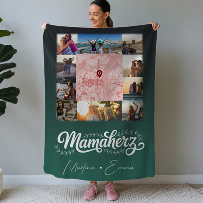 Personalisierte Decke Mama mit 10 Fotos und Karte in der Mitte Vergiss nie wie toll du bist 1
