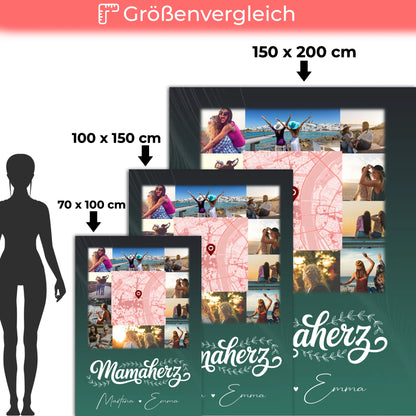 Personalisierte Decke Mama mit 10 Fotos und Karte in der Mitte Vergiss nie wie toll du bist 5