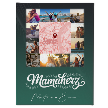Personalisierte Leinwand Mama mit 10 Fotos und Karte in der Mitte Vergiss nie wie toll du bist 1