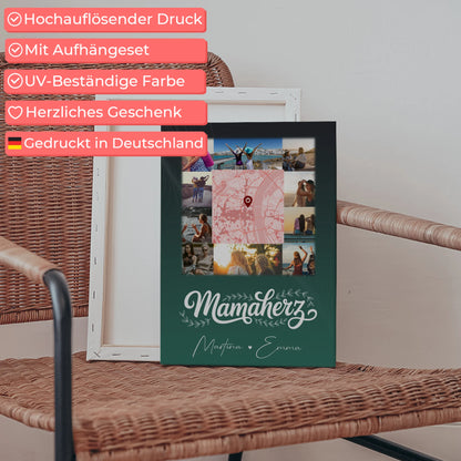 Personalisierte Leinwand Mama mit 10 Fotos und Karte in der Mitte Vergiss nie wie toll du bist 5