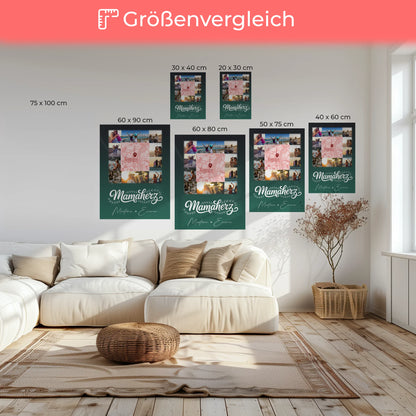 Personalisierte Leinwand Mama mit 10 Fotos und Karte in der Mitte Vergiss nie wie toll du bist 6