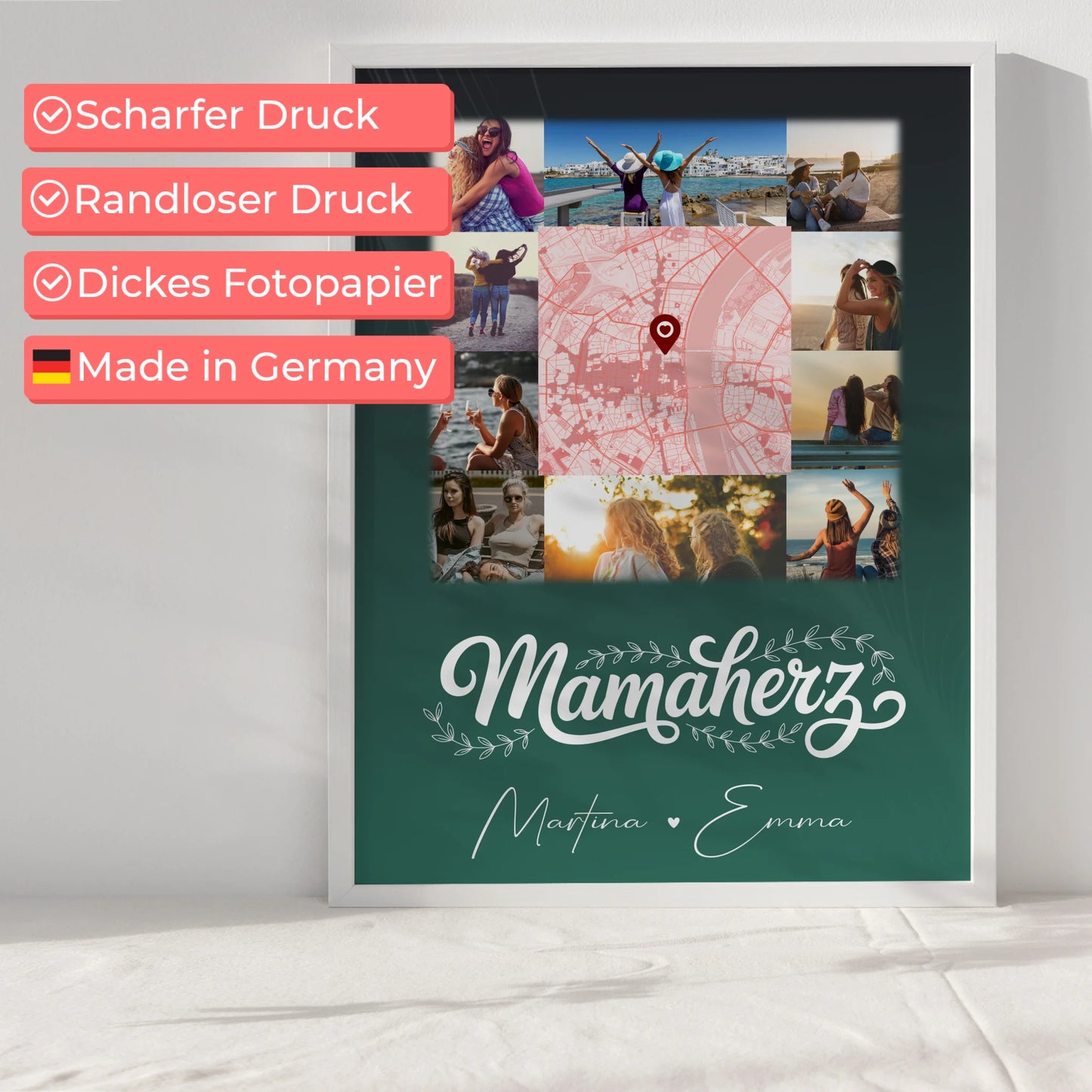 Karten Poster Personalisiert mit 10 Fotos und Karte Vergiss nie wie toll du bist