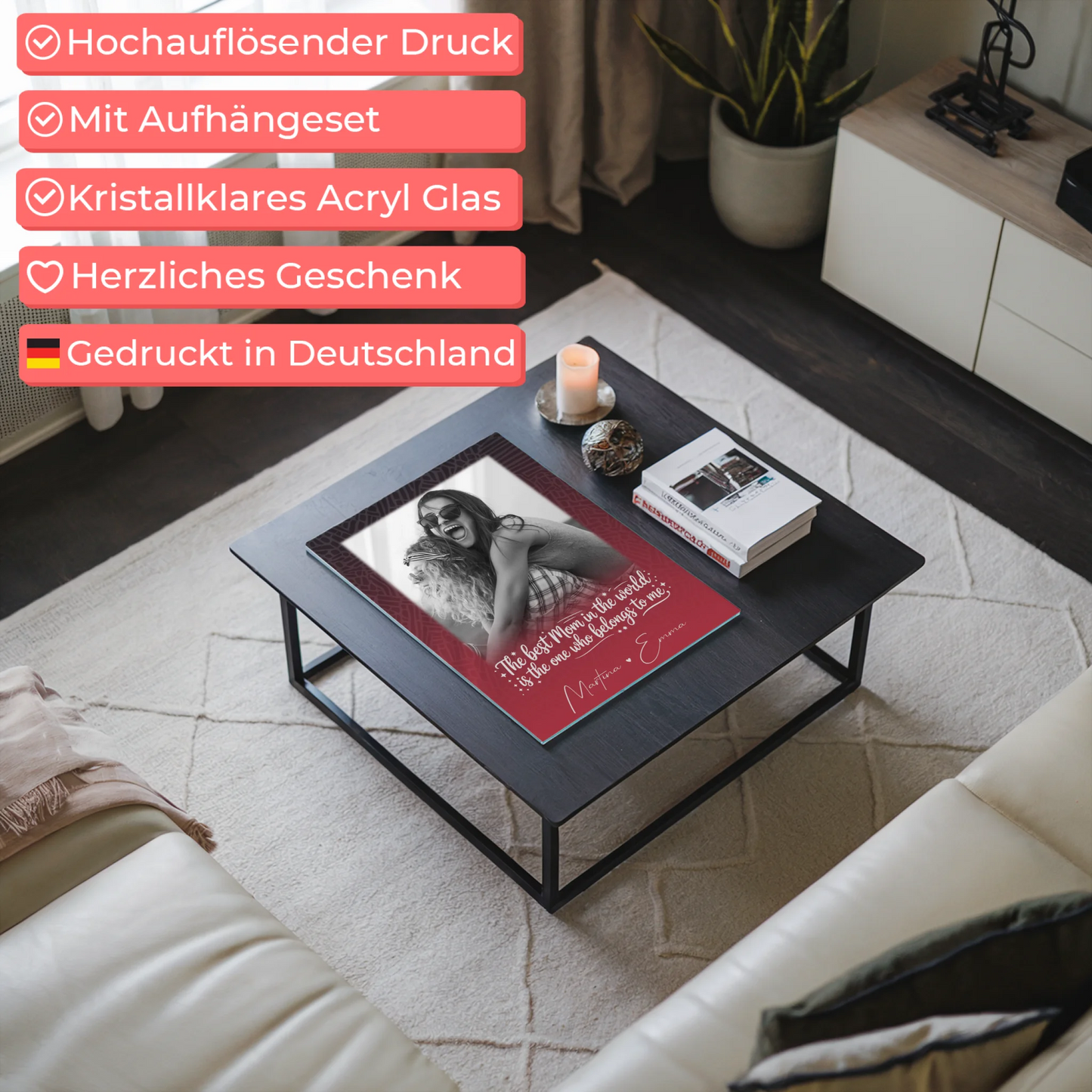 Mama Plakat mit 1 Foto Einfach so Personalisiertes Geschenk für Mama