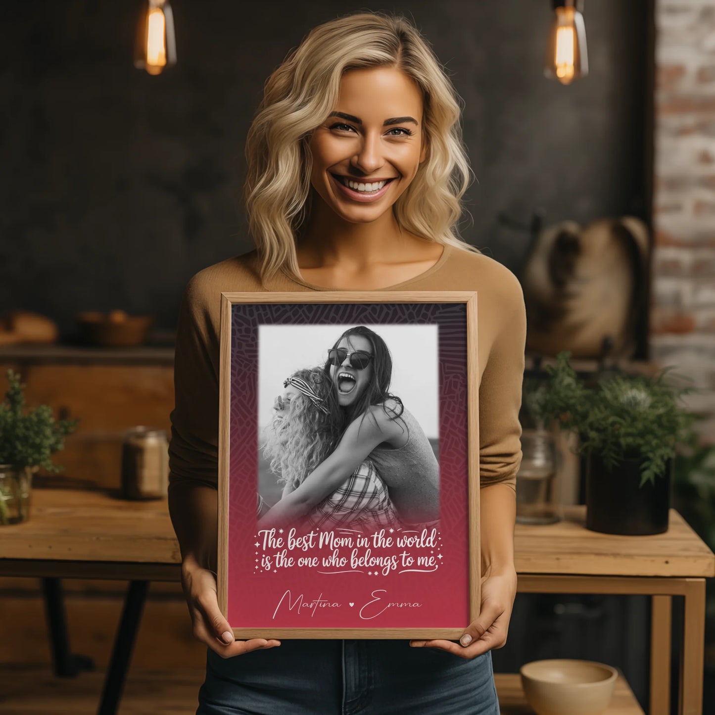 Poster Mama Tochter personalisiert mit 1 Foto als liebevolles Geschenk einfach so