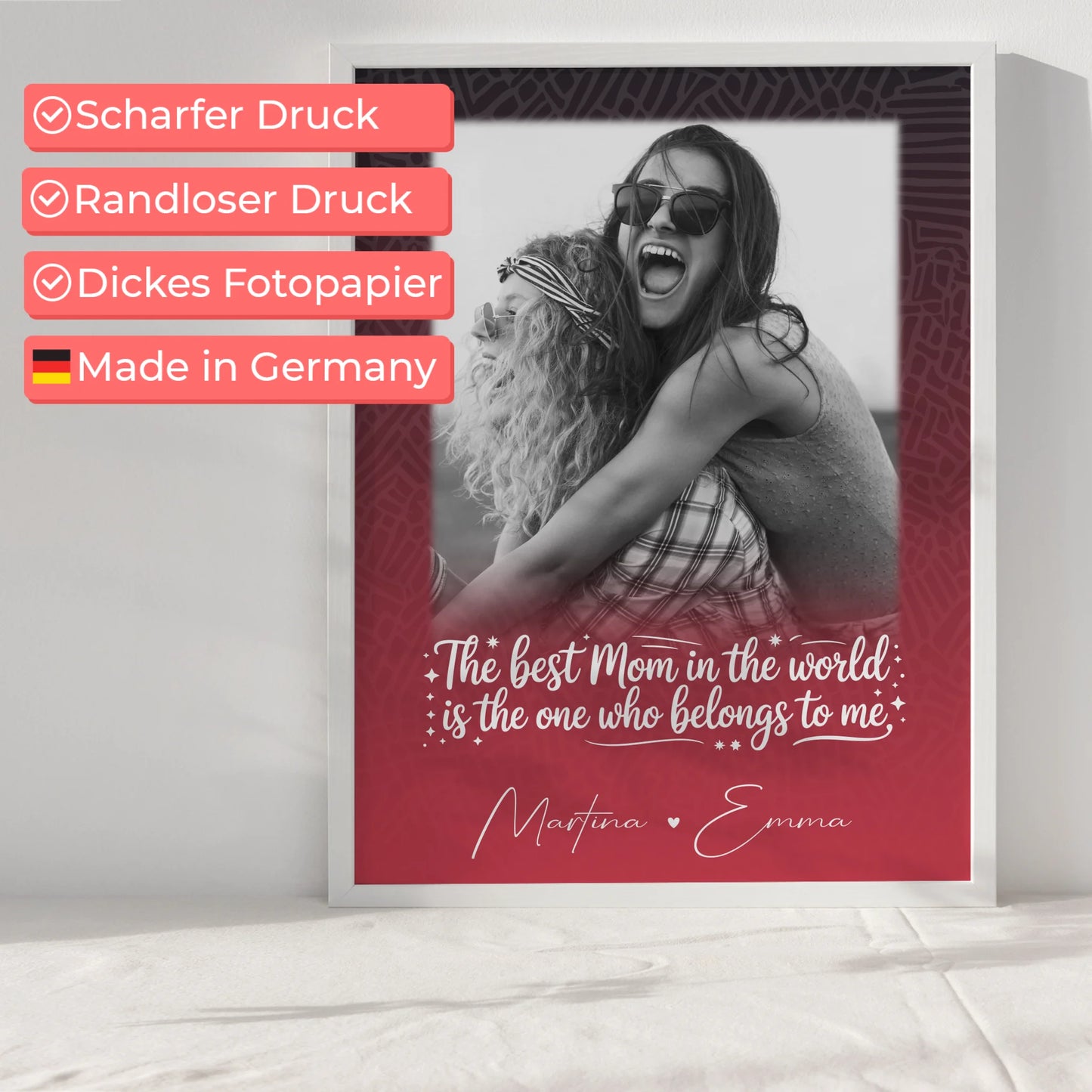Poster Mama Tochter personalisiert mit 1 Foto als liebevolles Geschenk einfach so