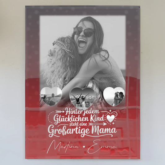 Mama Plakat Acrylglas Bild mit 1 Foto und 3 kleinen Herz Fotos Du bist mein Anker personalisiertes Geschenk