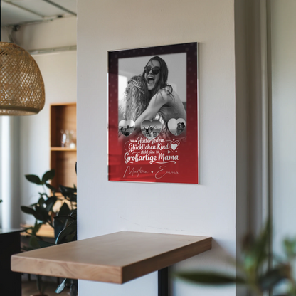 Mama Plakat Acrylglas Bild mit 1 Foto und 3 kleinen Herz Fotos Du bist mein Anker personalisiertes Geschenk