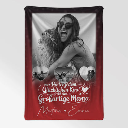 Personalisierte Decke Für Mama mit 1 Foto und 3 kleinen Herz Fotos Du bist mein Anker 7