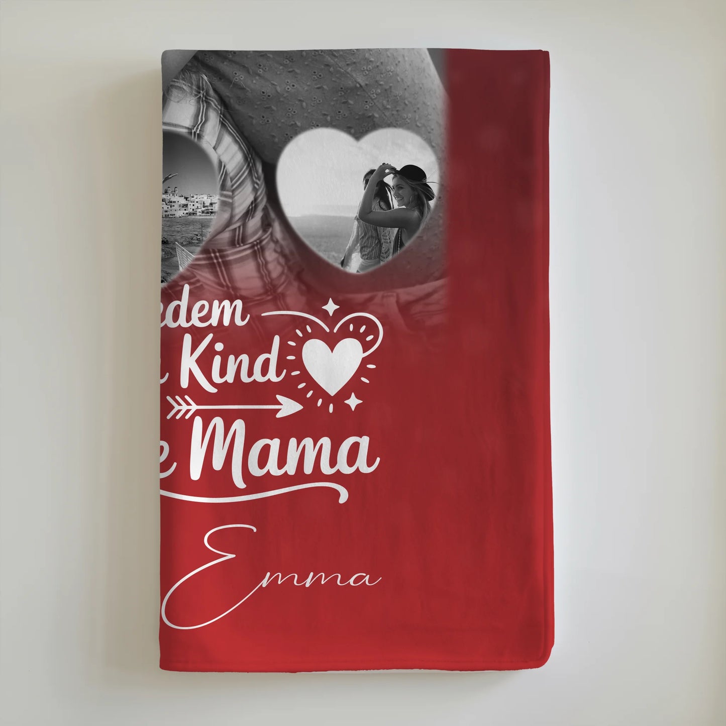 Personalisierte Decke Für Mama mit 1 Foto und 3 kleinen Herz Fotos Du bist mein Anker 6