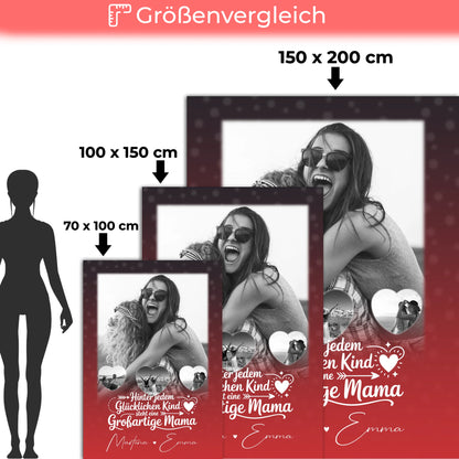 Personalisierte Decke Für Mama mit 1 Foto und 3 kleinen Herz Fotos Du bist mein Anker 5