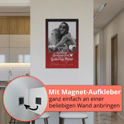 Personalisiertes Mama Plakat mit 1 Foto und 3 kleinen Herz Fotos Du bist mein Anker 5