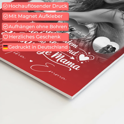 Personalisiertes Mama Plakat mit 1 Foto und 3 kleinen Herz Fotos Du bist mein Anker 4