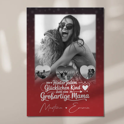 Personalisiertes Mama Plakat mit 1 Foto und 3 kleinen Herz Fotos Du bist mein Anker 7