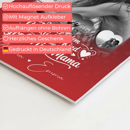 Personalisiertes Mama Plakat mit 1 Foto und 3 kleinen Herz Fotos Du bist mein Anker 10