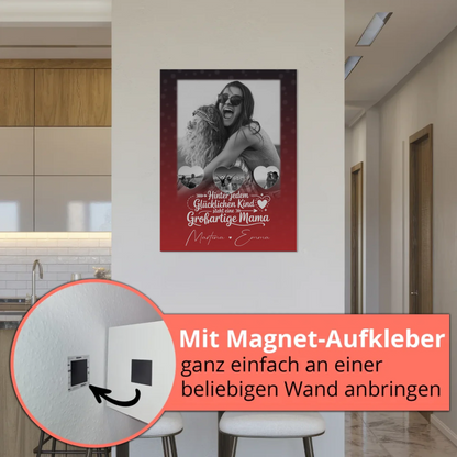 Personalisiertes Mama Plakat mit 1 Foto und 3 kleinen Herz Fotos Du bist mein Anker