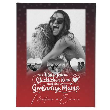 Personalisierte Leinwand Mama mit 1 Foto und 3 Kleine Herz Fotos Du bist mein Anker 1