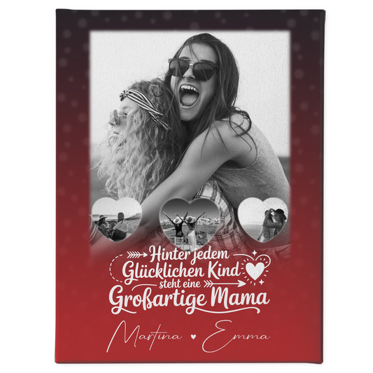 Personalisierte Leinwand Mama mit 1 Foto und 3 Kleine Herz Fotos Du bist mein Anker 1