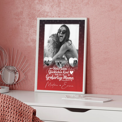 Mutter Poster Du bist mein Anker Geschenk für Mama mit 1 Foto und 3 Kleine Herz Fotos