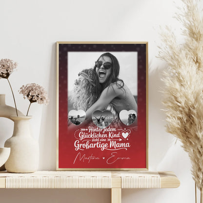 Mutter Poster Du bist mein Anker Geschenk für Mama mit 1 Foto und 3 Kleine Herz Fotos
