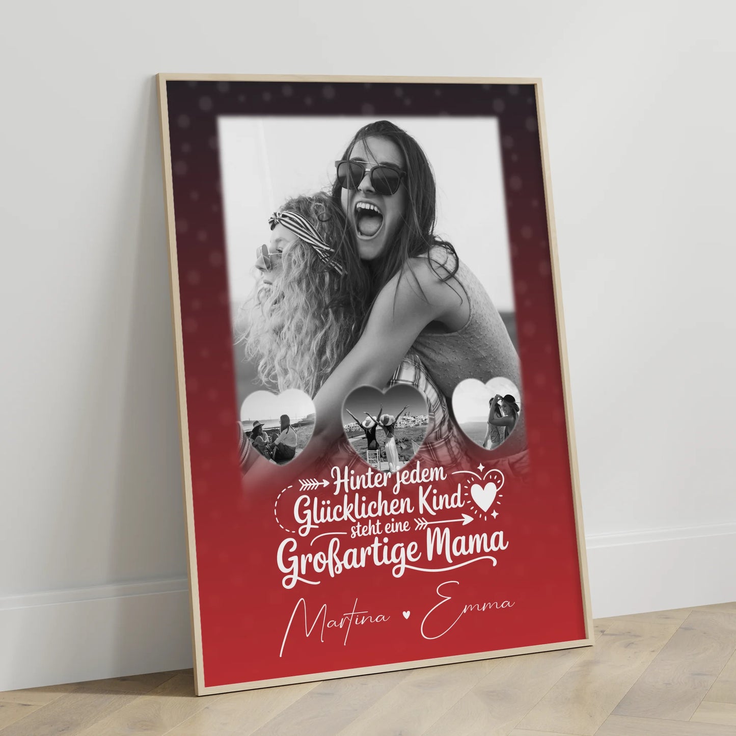 Mutter Poster Du bist mein Anker Geschenk für Mama mit 1 Foto und 3 Kleine Herz Fotos