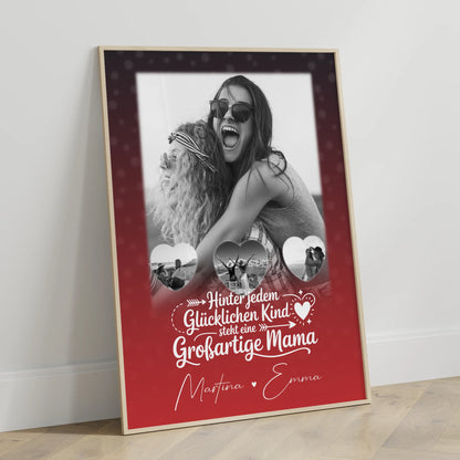 Mutter Poster Du bist mein Anker Geschenk für Mama mit 1 Foto und 3 Kleine Herz Fotos