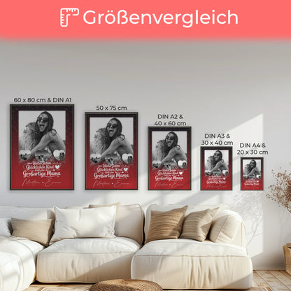 Mutter Poster Du bist mein Anker Geschenk für Mama mit 1 Foto und 3 Kleine Herz Fotos