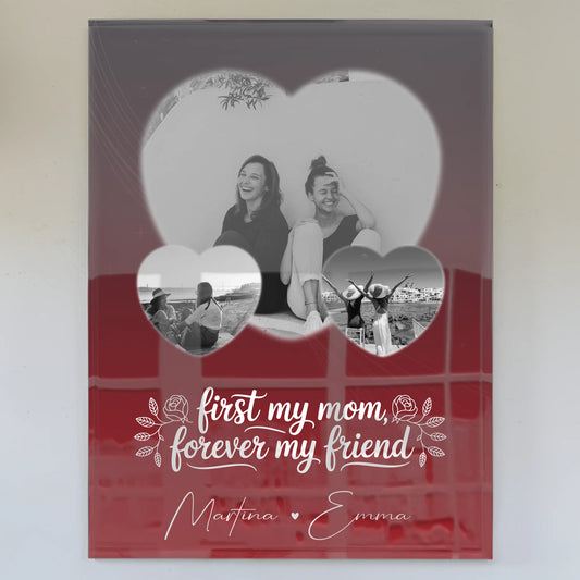Personalisierte Mama Plakat Acrylglas Bild mit 3 Herz Fotos und You are my sunshine on a cloudy day