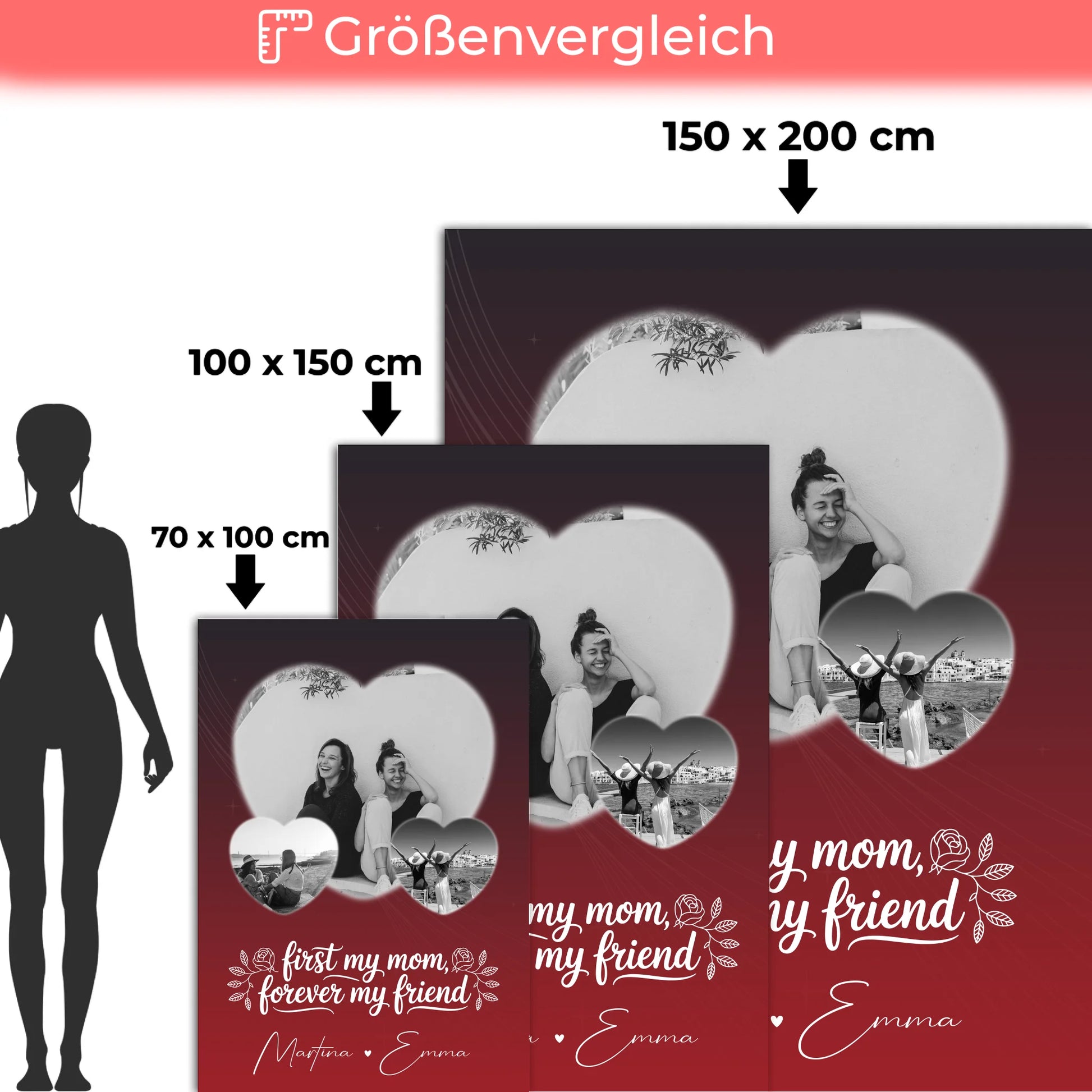 Personalisierte Kuscheldecke Mama mit 3 Herz Fotos und You are my sunshine on a cloudy day 5