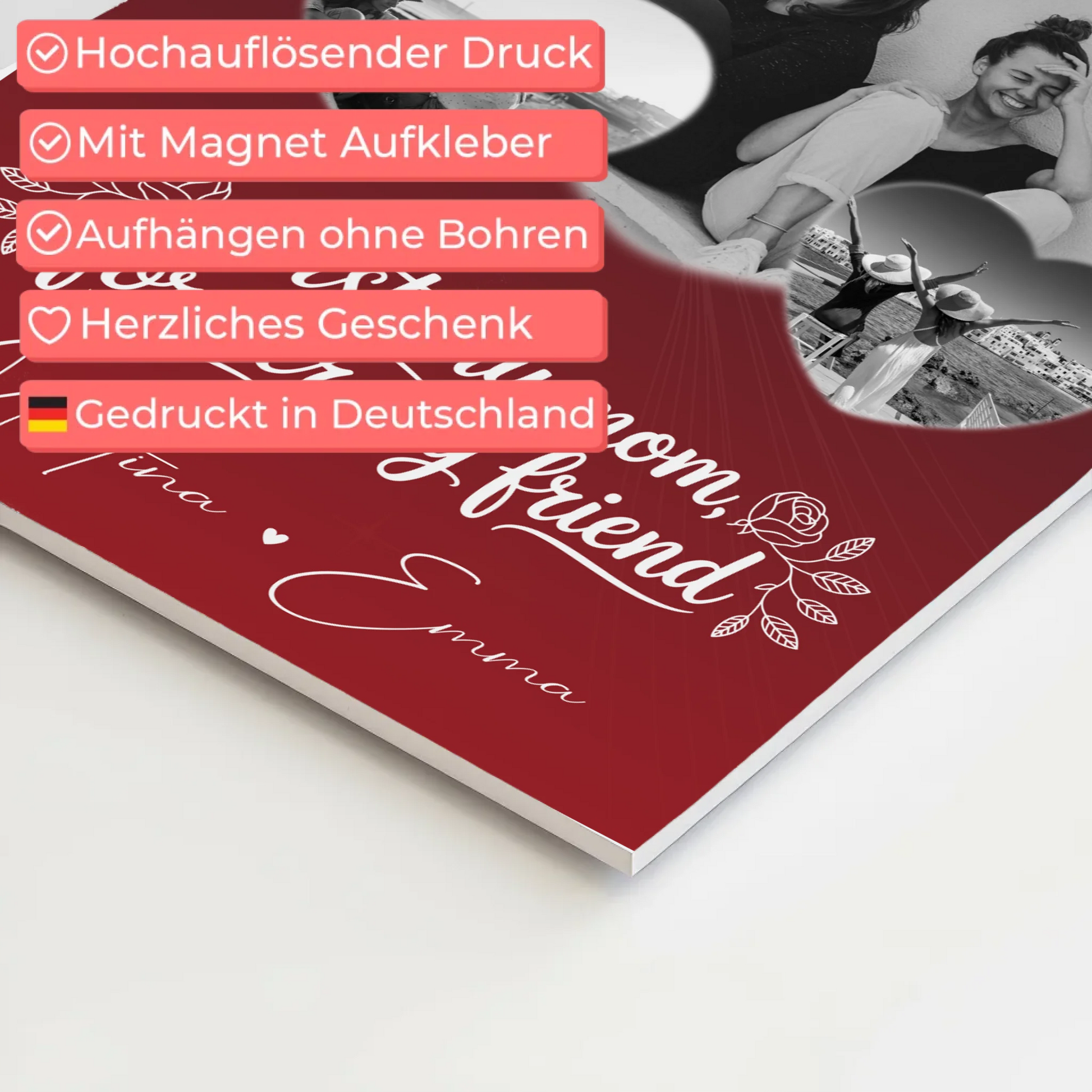 Personalisierte Mama Plakat mit 3 Herz Fotos und You are my sunshine on a cloudy day 4
