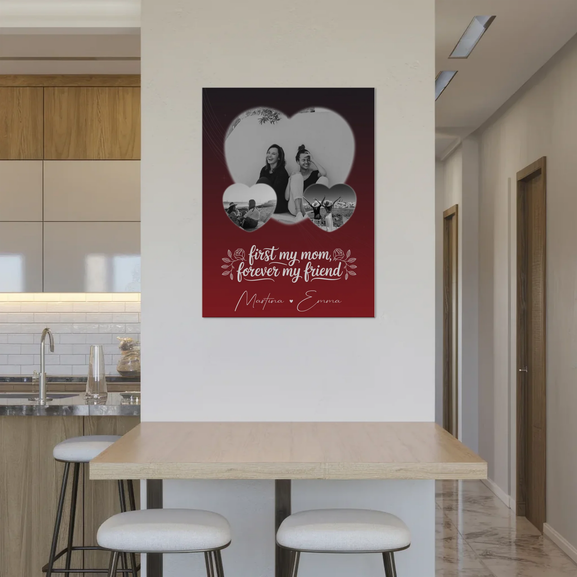 Personalisierte Mama Plakat mit 3 Herz Fotos und You are my sunshine on a cloudy day 8