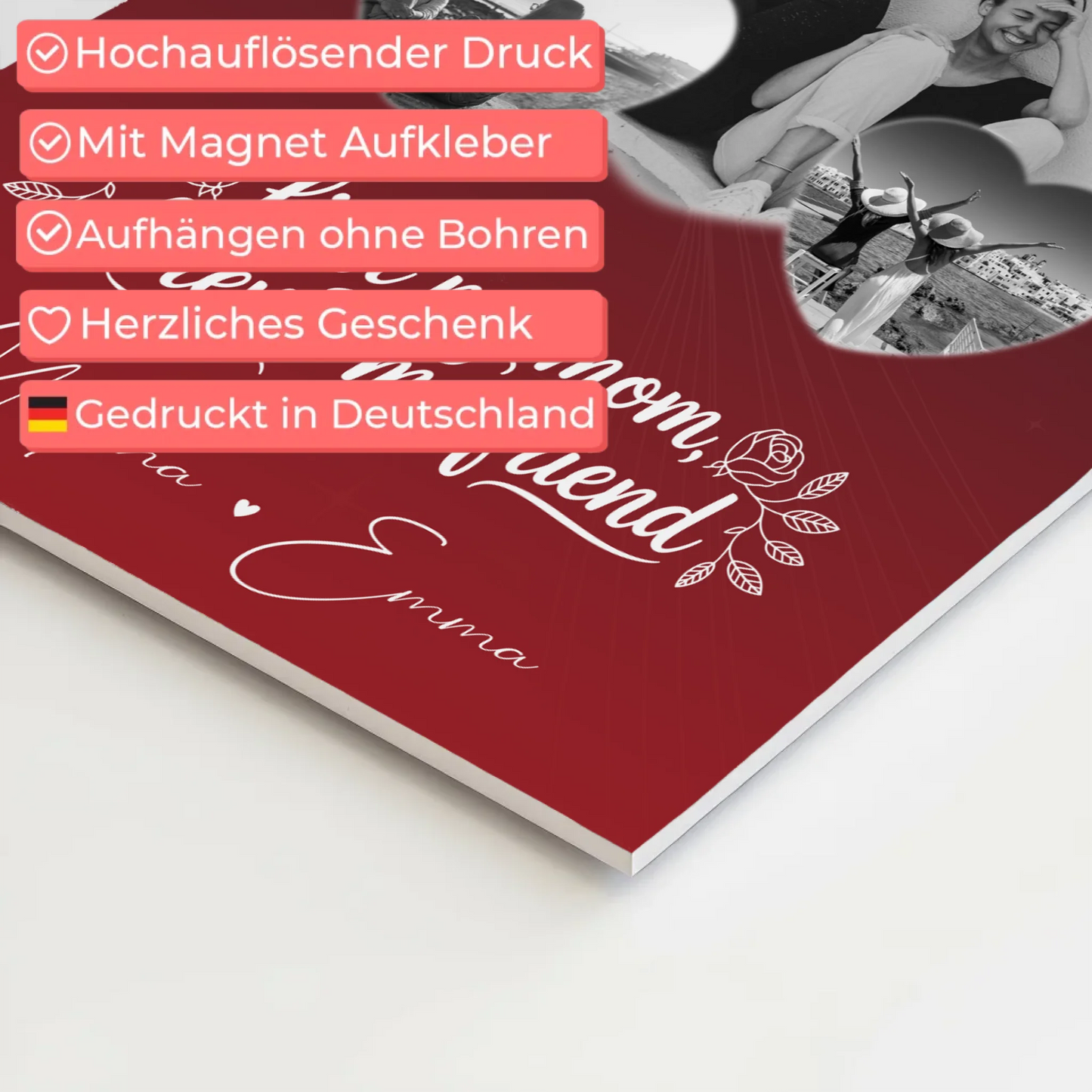 Personalisierte Mama Plakat mit 3 Herz Fotos und You are my sunshine on a cloudy day 10