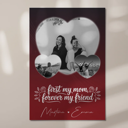 Personalisierte Mama Plakat mit 3 Herz Fotos und You are my sunshine on a cloudy day