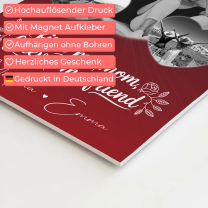 Personalisierte Mama Plakat mit 3 Herz Fotos und You are my sunshine on a cloudy day