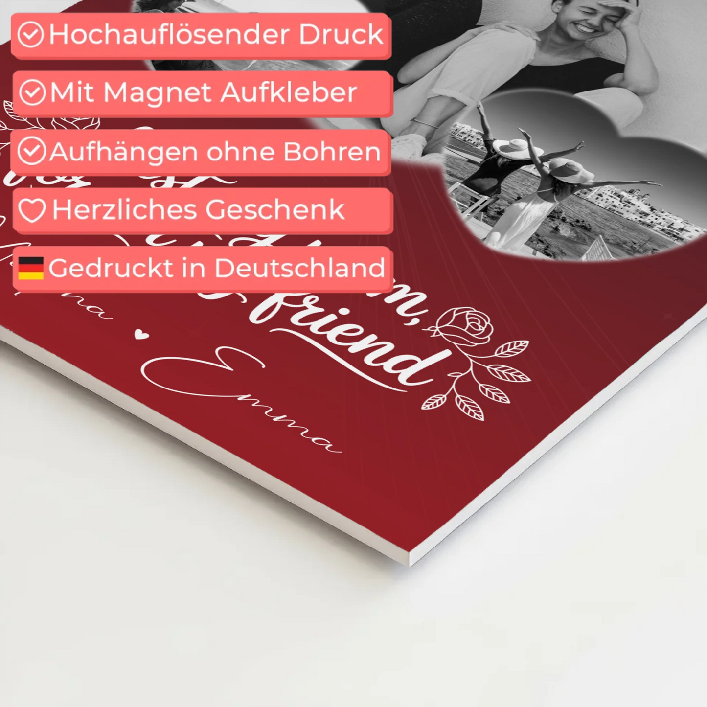 Personalisierte Mama Plakat mit 3 Herz Fotos und You are my sunshine on a cloudy day