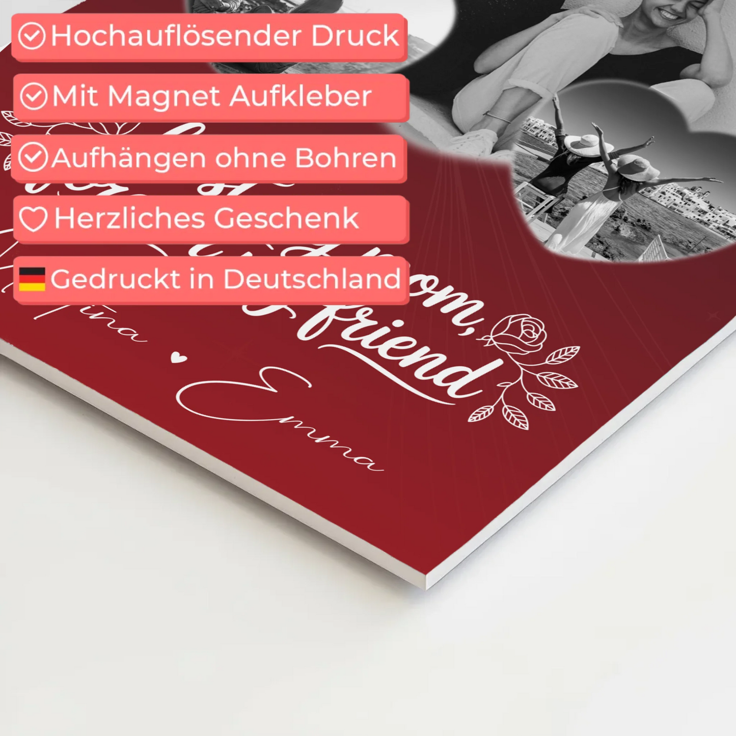 Personalisierte Mama Plakat mit 3 Herz Fotos und You are my sunshine on a cloudy day