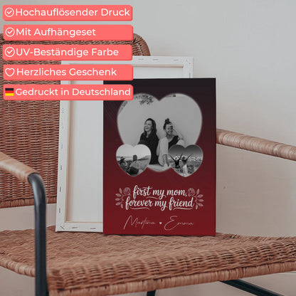 Personalisierte Leinwand Mama mit 3 Herz Fotos und You are my sunshine on a cloudy day 5