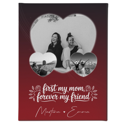 Personalisierte Leinwand Mama mit 3 Herz Fotos und You are my sunshine on a cloudy day 1