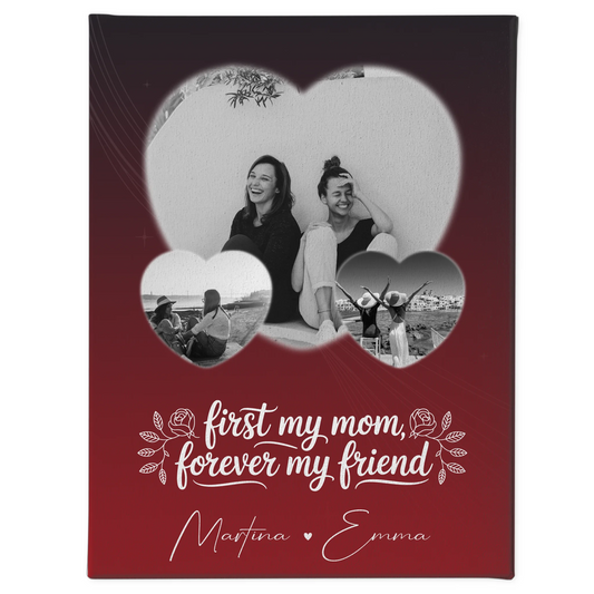 Personalisierte Leinwand Mama mit 3 Herz Fotos und You are my sunshine on a cloudy day 1