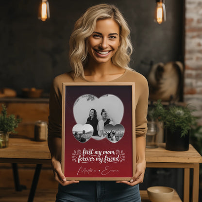 Personalisiertes Mama Poster mit 3 Herz Fotos You are my sunshine on a cloudy day