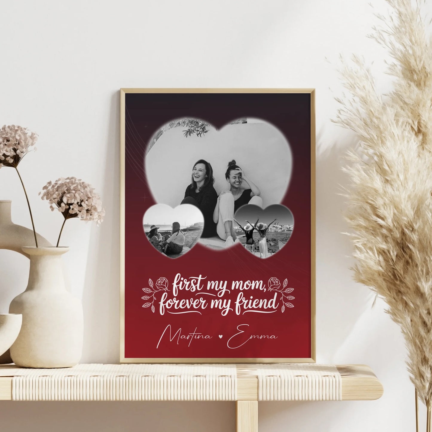Personalisiertes Mama Poster mit 3 Herz Fotos You are my sunshine on a cloudy day