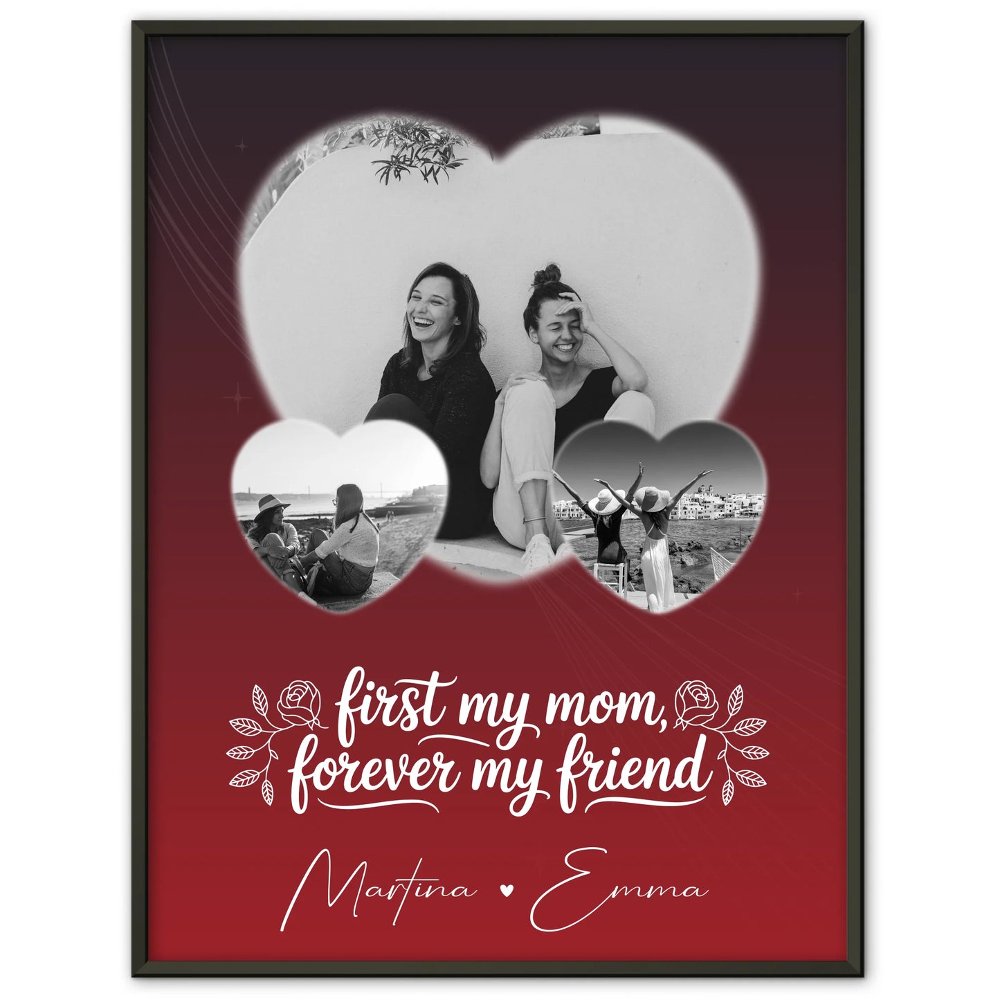 Personalisiertes Mama Poster mit 3 Herz Fotos You are my sunshine on a cloudy day