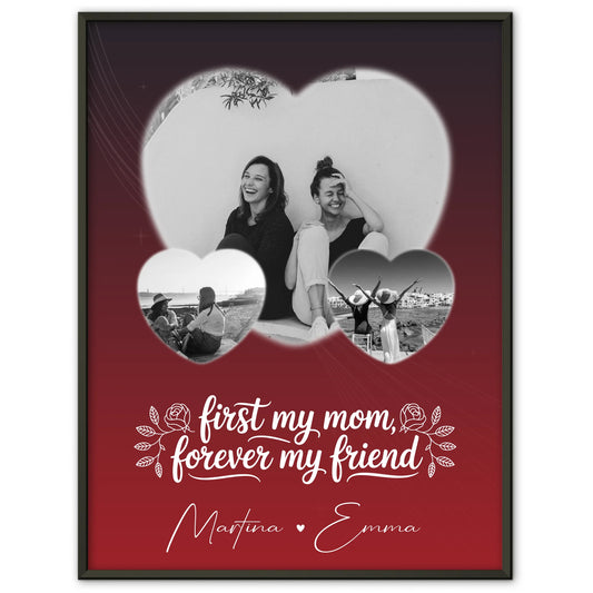 Personalisiertes Mama Poster mit 3 Herz Fotos You are my sunshine on a cloudy day