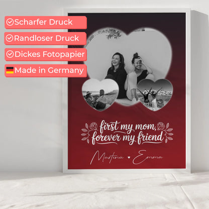 Personalisiertes Mama Poster mit 3 Herz Fotos You are my sunshine on a cloudy day